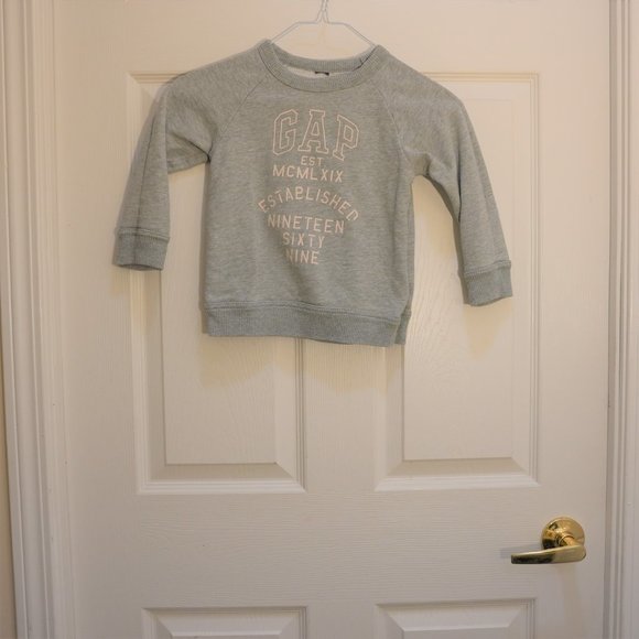 Gap Kids Girls Raglan Arch Logo 1969 Pullover Sweater & Pajama in Gray Size XS - Picture 2 of 6